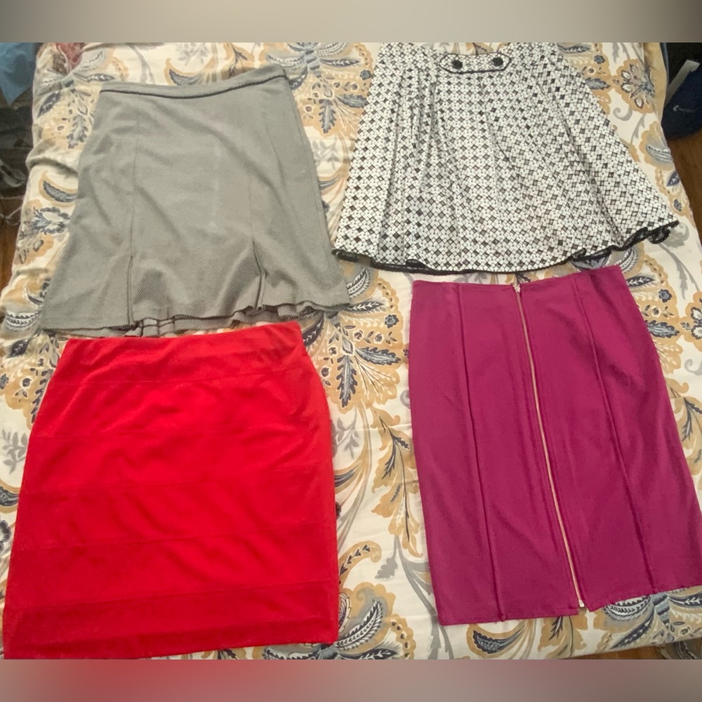Multiple Women's Pencil Skirts - Red, Purple, Gray, Black & White